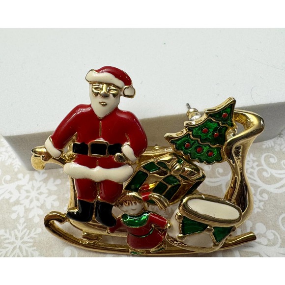 Santa's Sleigh Christmas Pin Brooch With 5 Removable Ornaments 1127 16 - Picture 3 of 3